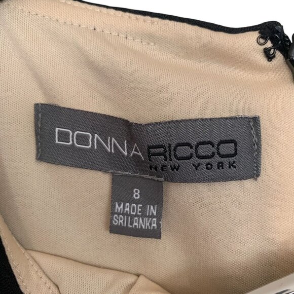 Donna Ricco New York Black Sleeveless Cocktail Sheath Dress Midi Length Size 8 - Picture 3 of 7